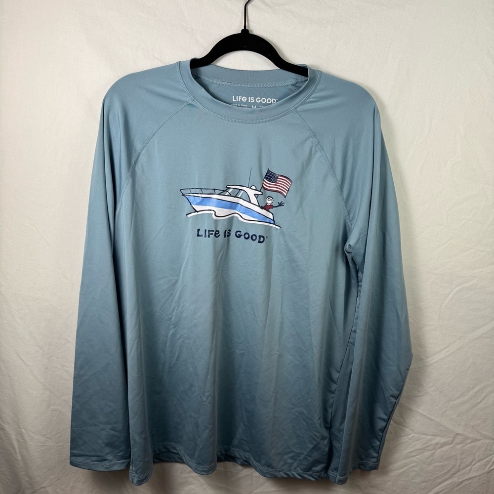 Life Is Good Men's Light Blue Long Sleeve Tee Mens Size M